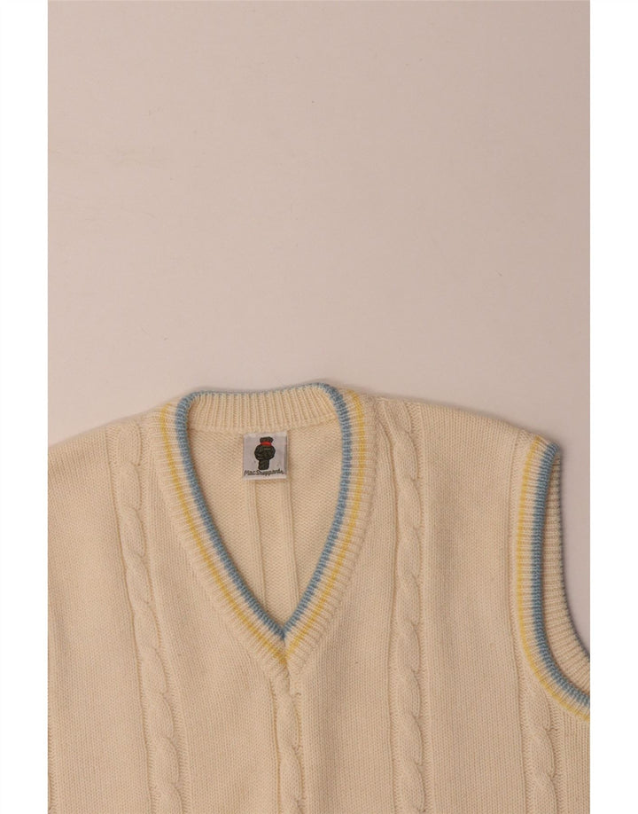 VINTAGE Chaleco para hombre Tank Top Medium Off White Poliacrílico