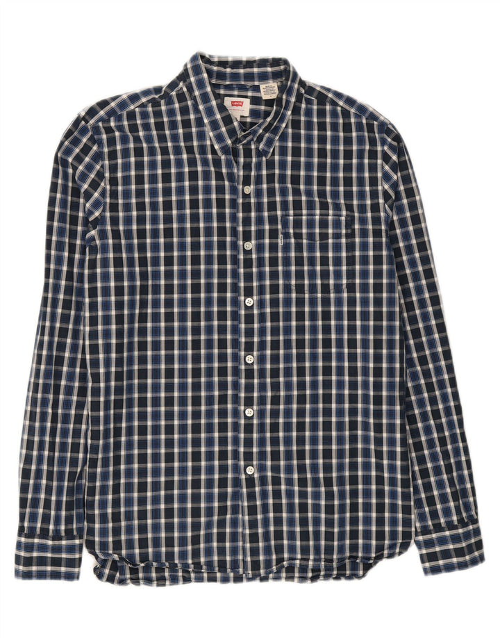 LEVI'S Mens Shirt Medium Navy Blue Check Cotton
