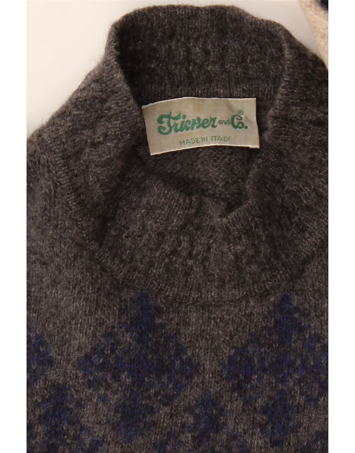 VINTAGE Jersey de cuello alto para hombre XL Beige Argyle/Diamond