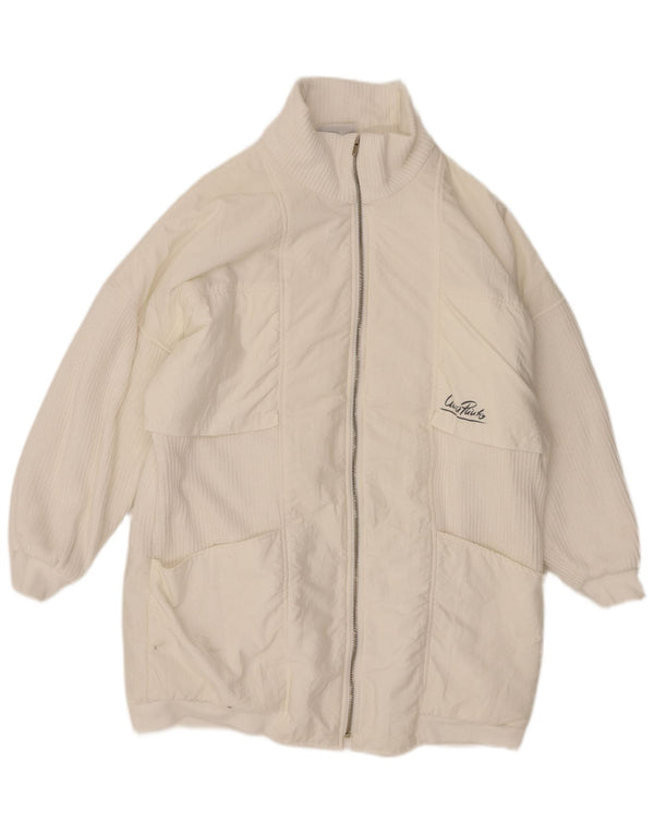 VINTAGE Abrigo cortavientos de gran tamaño para mujer EU 38 Poliamida blanca media