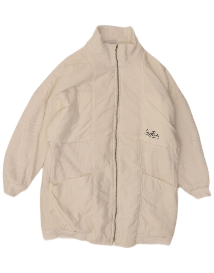 VINTAGE Abrigo cortavientos de gran tamaño para mujer EU 38 Poliamida blanca media
