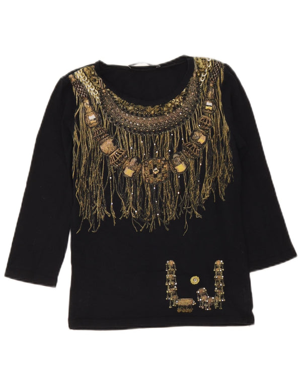 Liu Jo Blusa de manga 3/4 para mujer UK 8 Small Azul marino Algodón