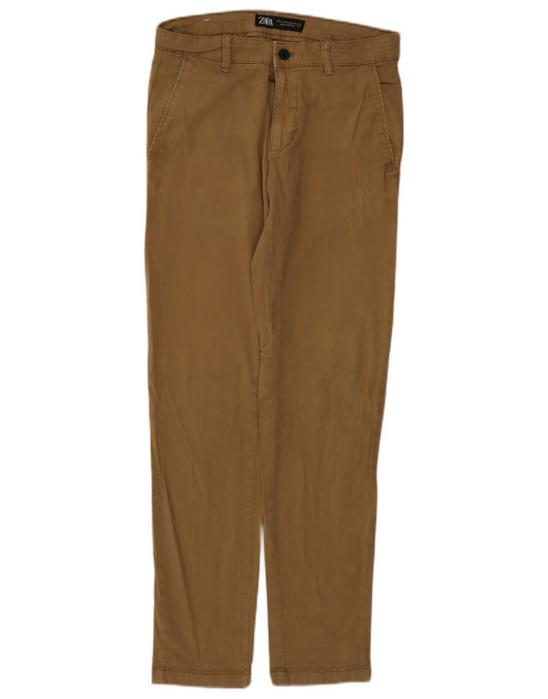 Zara Mens Slim Chino Pantalones EU 38 Small W30 L30 Algodón Beige