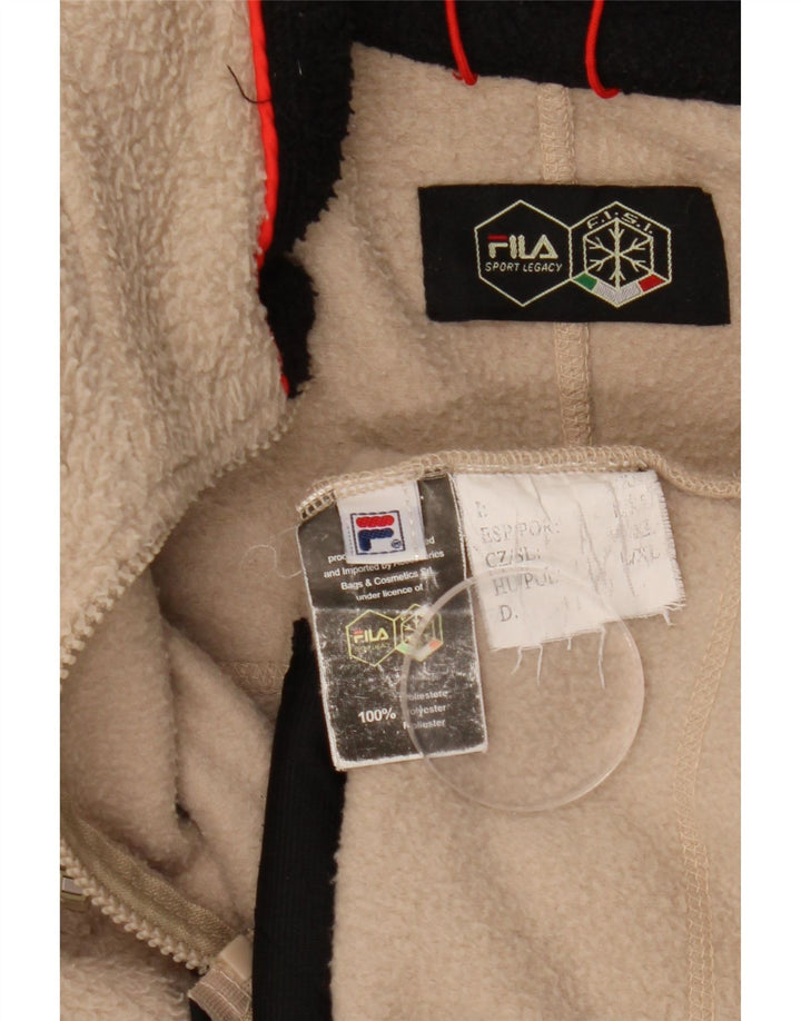 Fila Chaqueta polar para hombre UK 40 Large Beige Colorblock Poliéster