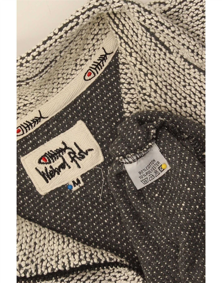 Weird Fish - Sudadera con cuello y cremallera para hombre, jersey de algodón moteado en gris medio