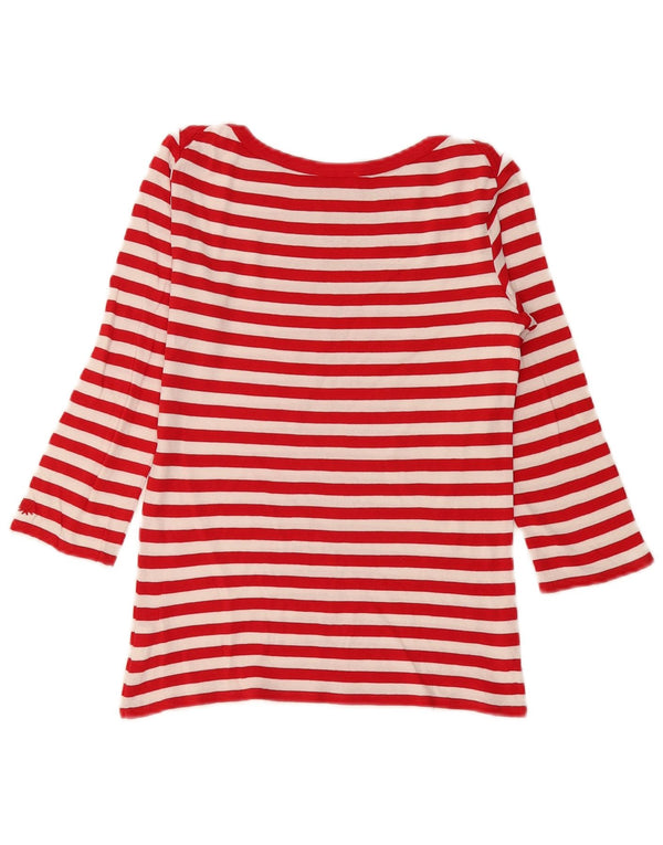Benetton Top Mujer Manga 3/4 UK 6 XS Algodón A Rayas Rojo