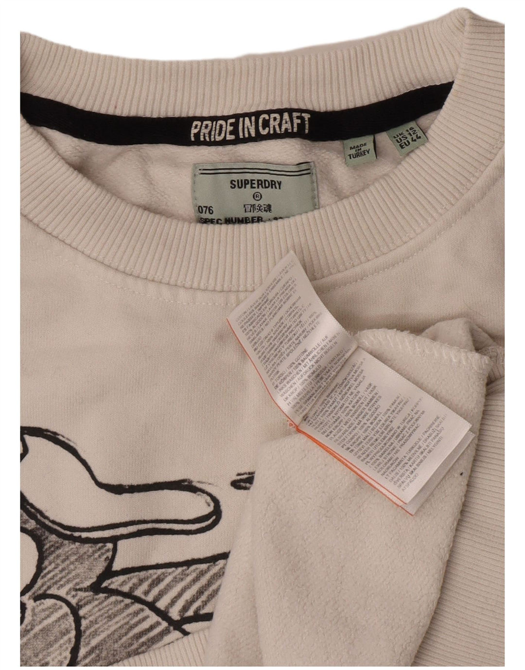 Superdry Mujer Gráfico Oversize Sudadera Jumper UK 46 Large Blanco
