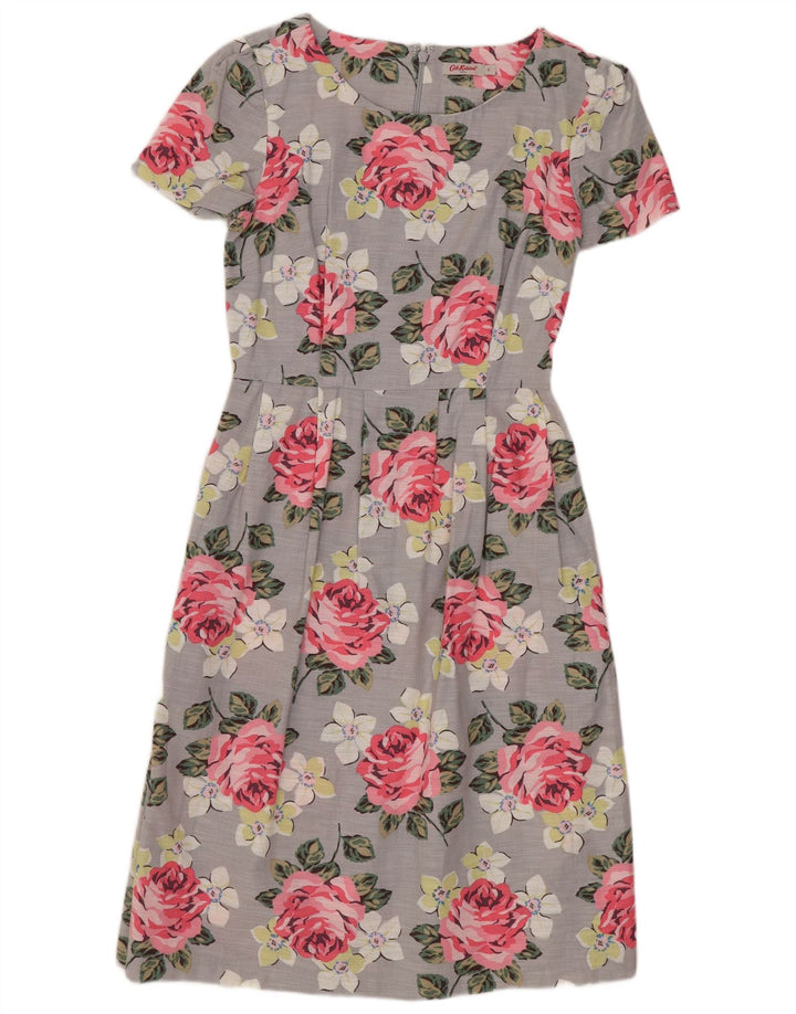 CATH KIDSTON Vestido acampanado para mujer UK 8 Pequeño Algodón floral gris