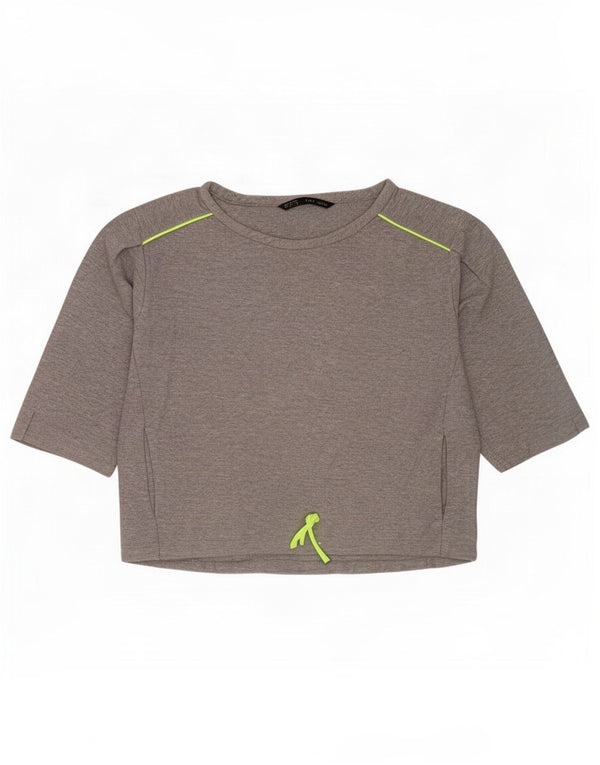 Zara Mujer Sudadera Manga 3/4 Jersey UK 44 Gris Medio