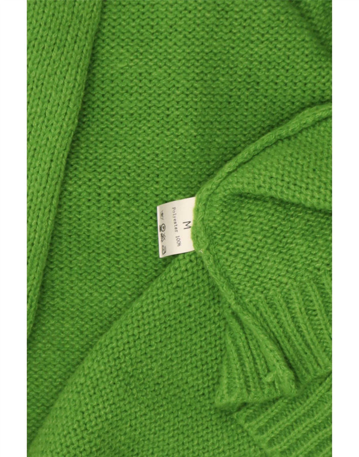 Vintage mujer longline abierto cardigan suéter Reino Unido 14 poliéster verde medio
