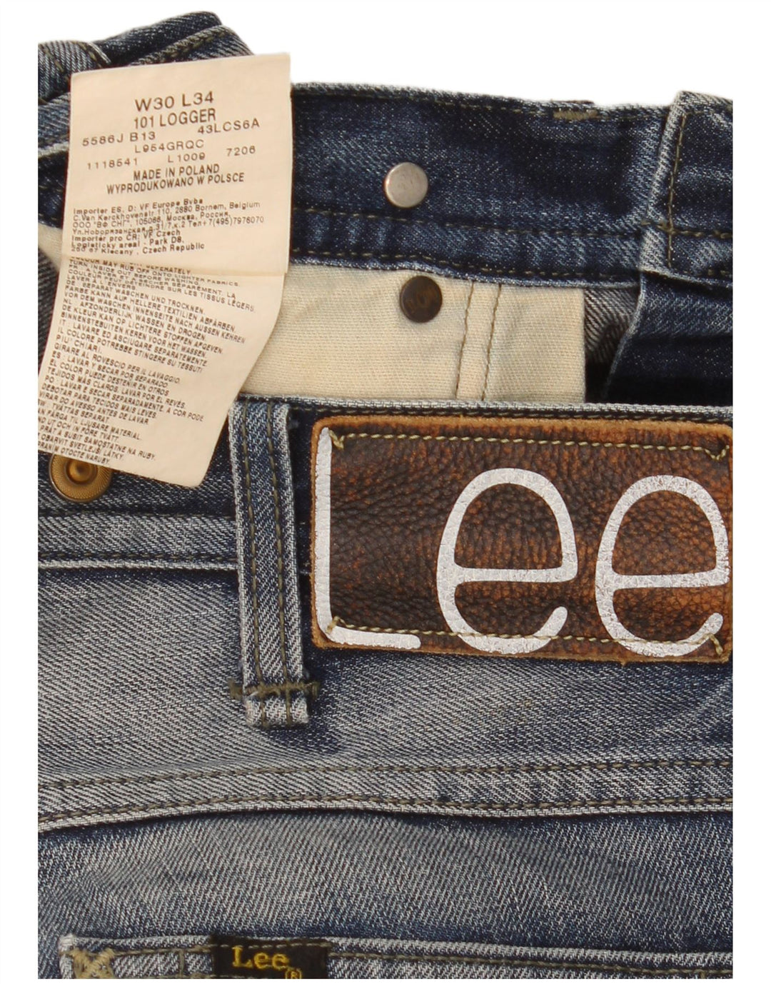 Lee Mens 101 Logger Vaqueros Rectos W30 L34 Algodón Azul