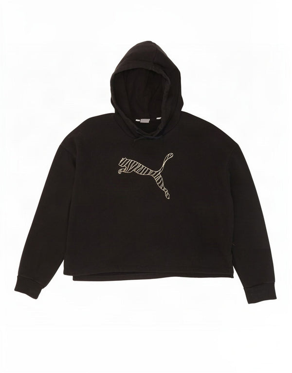 Puma - Sudadera con capucha para hombre, diseño gráfico de gran tamaño, talla 40, tamaño mediano, color negro