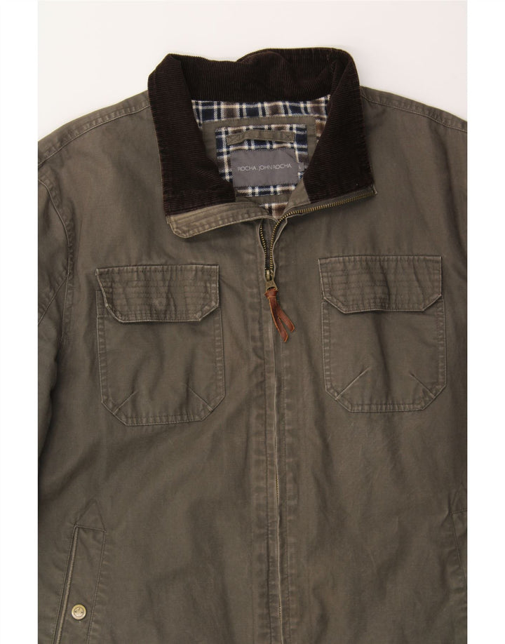 JOHN ROCHA Chaqueta bomber para hombre UK 40 Grande Gris Algodón