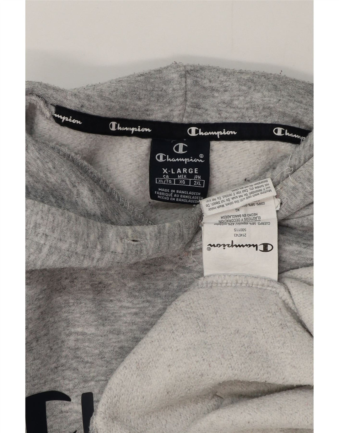 CHAMPION Jersey con capucha gráfico para hombre XL Algodón moteado gris