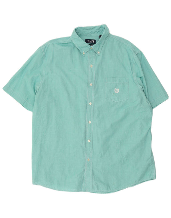 Chaps Camisa de manga corta para hombre de fácil cuidado, 2XL, algodón de pata de gallo turquesa
