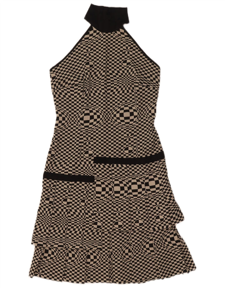 Flavio Castellani Vestido Halter Mujer IT 44 Medio Negro Geométrico