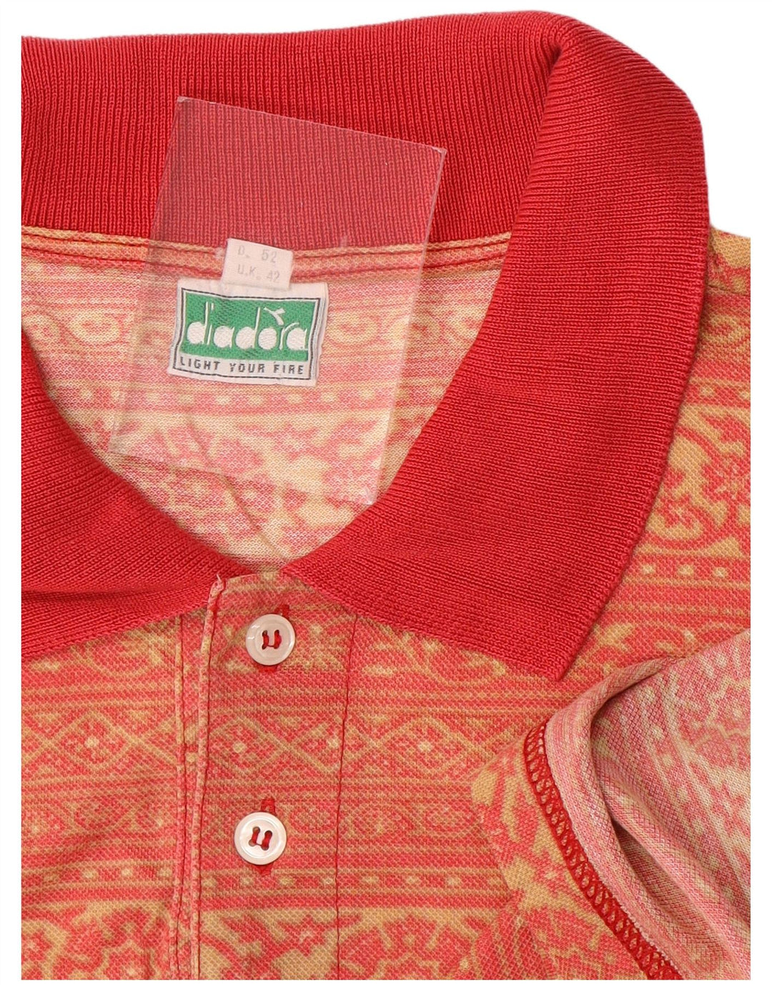DIADORA Polo para hombre UK 42 Large Red Paisley