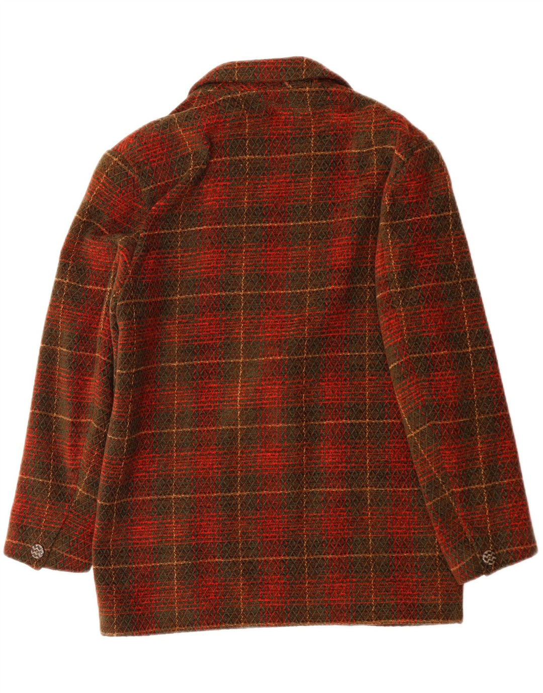 VINTAGE Mujer 2 Botones Blazer Chaqueta US 10 Grande Rojo Check Acrílico