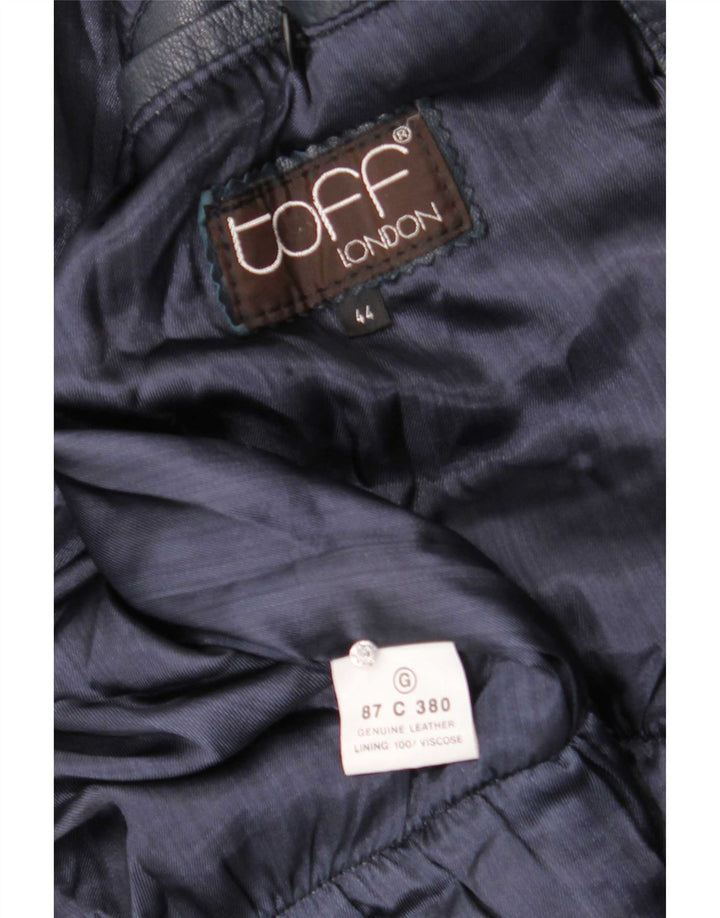 Chaqueta de cuero vintage para hombre Reino Unido 44 2XL Azul marino
