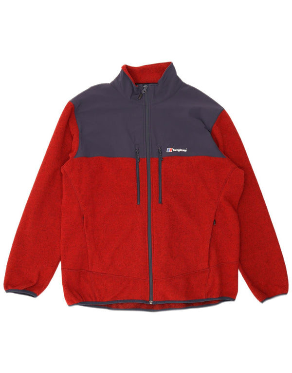 Chaqueta de Forro Polar para Hombre Berghaus UK 44 2XL Bloque de Color Rojo Poliéster