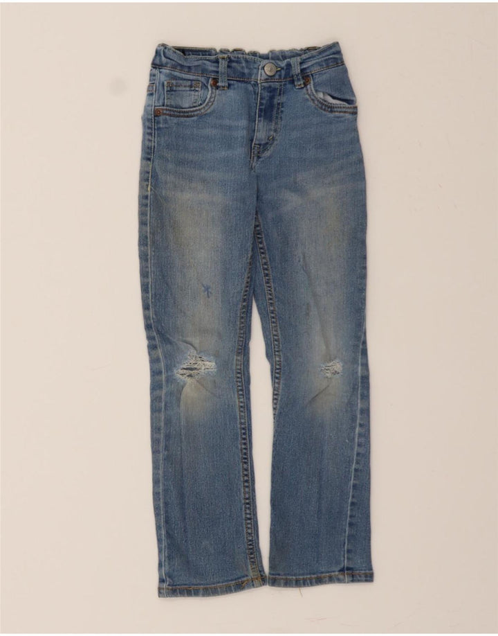 LEVI'S Boys 511 Distressed Slim Jeans 7-8 Years W22 L22 Blue Cotton Vintage Levi's and Second-Hand Levi's from Messina Hembry 