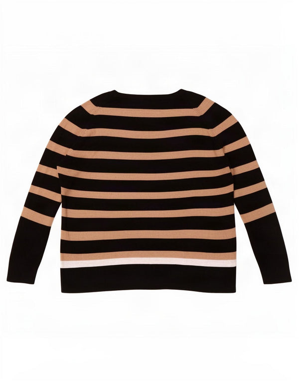 Zara Mujer Crop Boat Neck Jumper Sweater UK 10 Small Negro Rayas