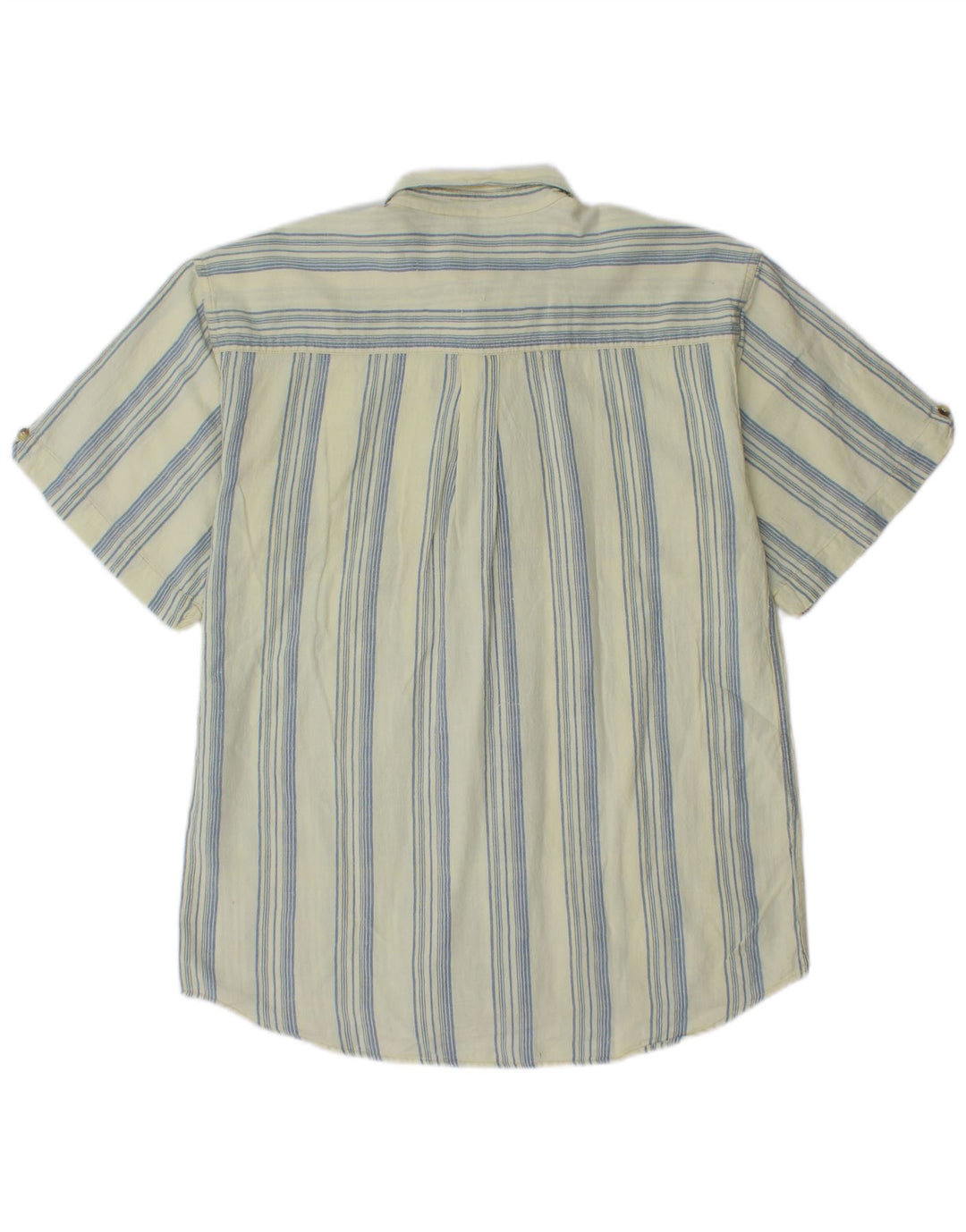 VINTAGE Camisa de manga corta para hombre Rayas azules grandes