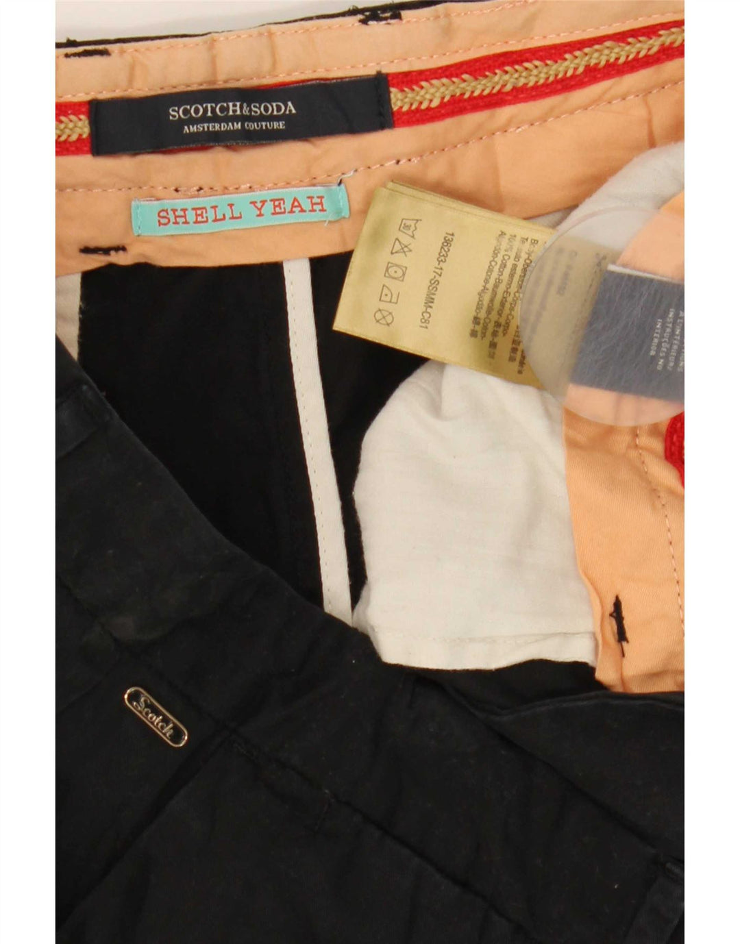 Pantalones cortos chinos Scotch & Soda para hombre W33 Algodón negro mediano