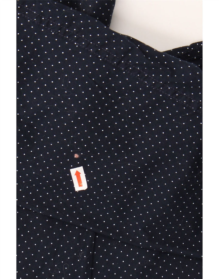 J. CREW Camisa alta para hombre XL Algodón moteado azul marino