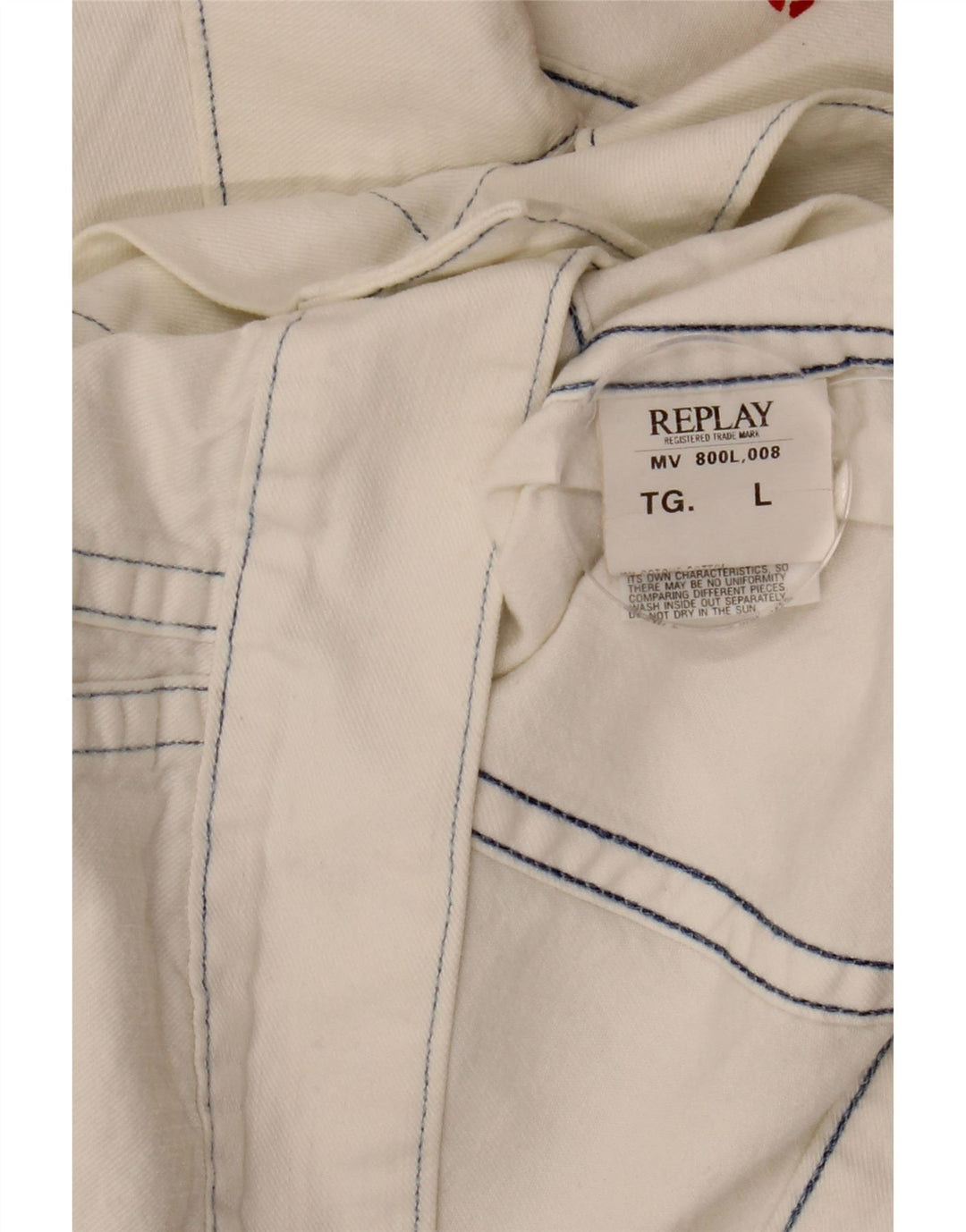 REPLAY Chaqueta vaquera para hombre UK 40 Grande Algodón blanco