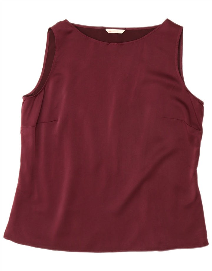 Marks & Spencer Blusa sin mangas para mujer UK 40 XL Poliéster burdeos