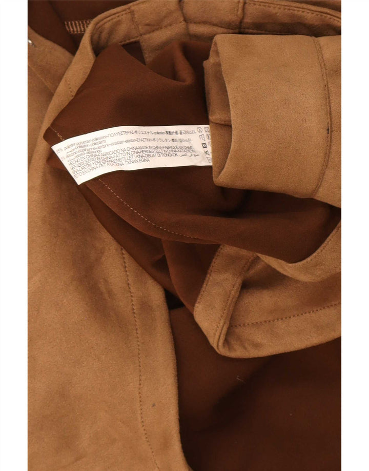 Zara Hombre Camisa Leñador Con Capucha Marrón Medio Poliéster
