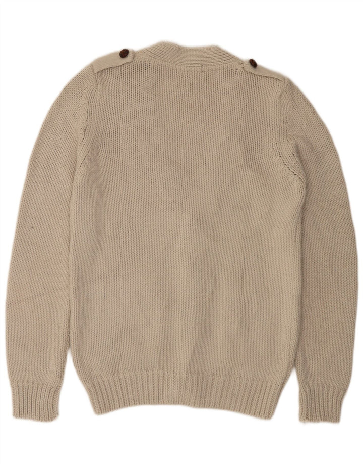 Zara Hombre Cárdigan Suéter Grande Acrílico Beige