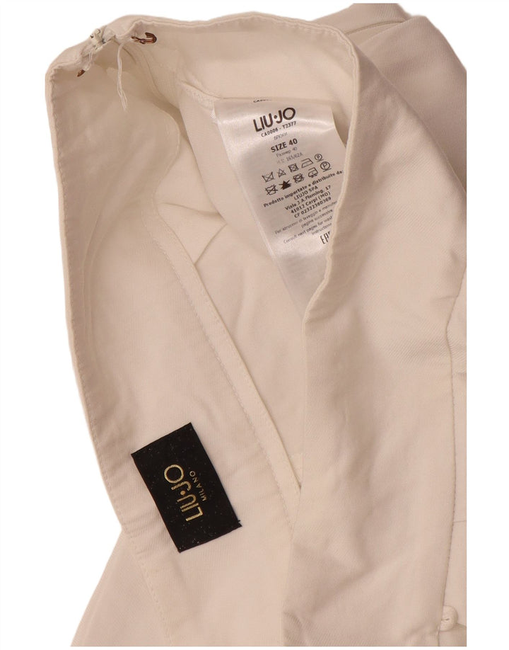 LIU JO Pantalones cortos cónicos para mujer IT 40 Small W28 L25 Viscosa blanca