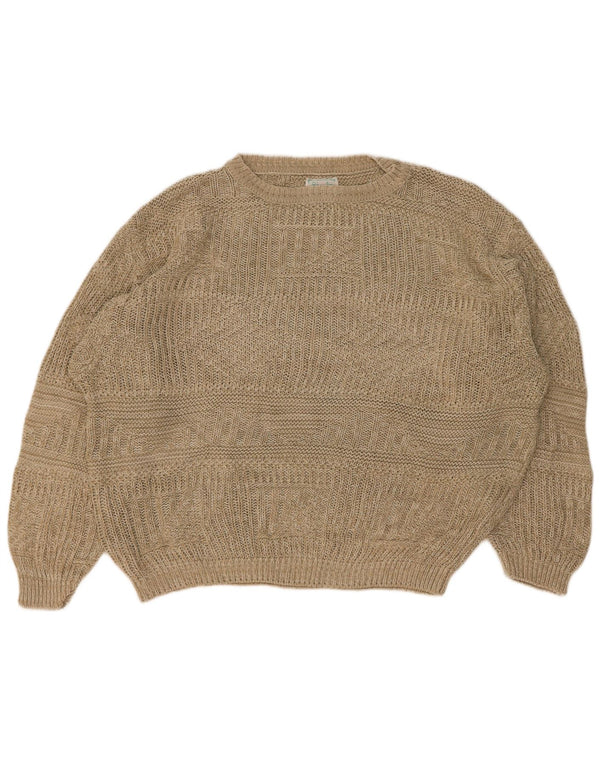 Benetton Jersey Holgado Con Cuello Barco IT 48 Algodón Beige Medio