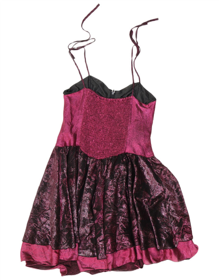 Vintage mujer Sundress Reino Unido 12 bloque de color rosa medio