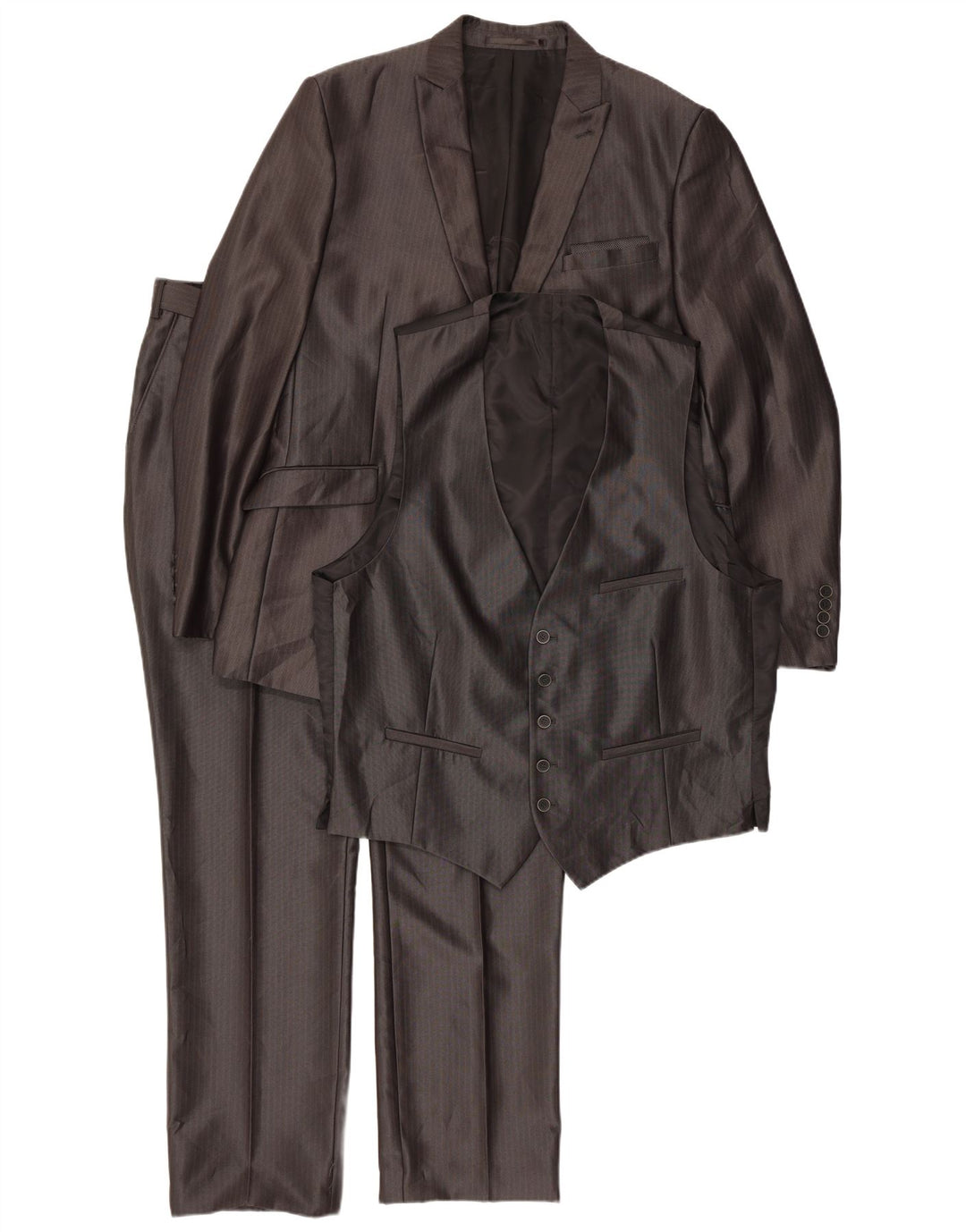 Angelo Litrico Traje de 3 piezas para hombre EU 54 2XL W38 L30 Gris Pinstripe Classic