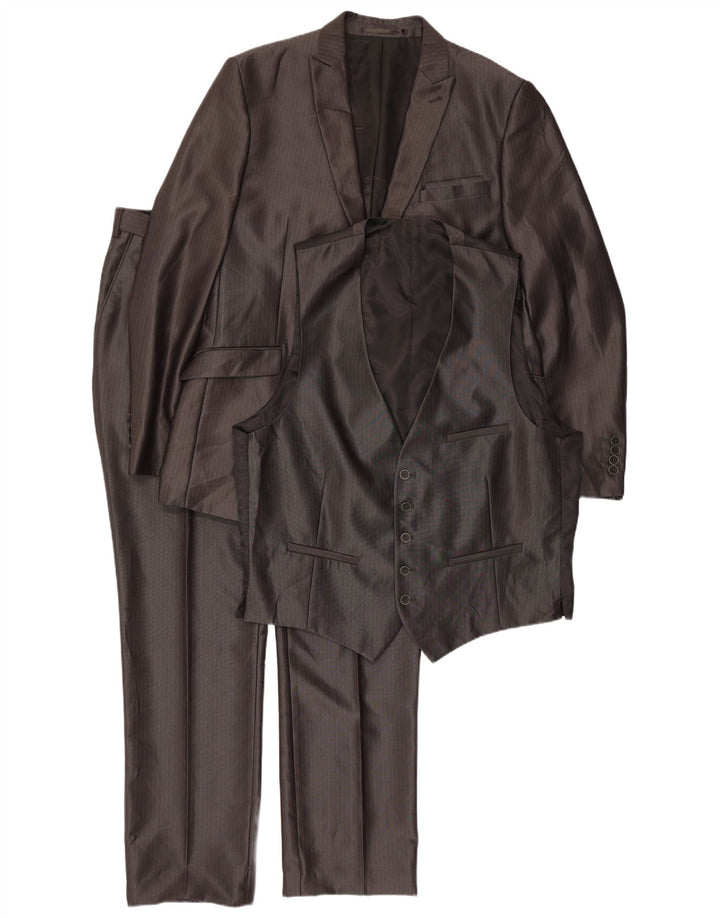 Angelo Litrico Traje de 3 piezas para hombre EU 54 2XL W38 L30 Gris Pinstripe Classic