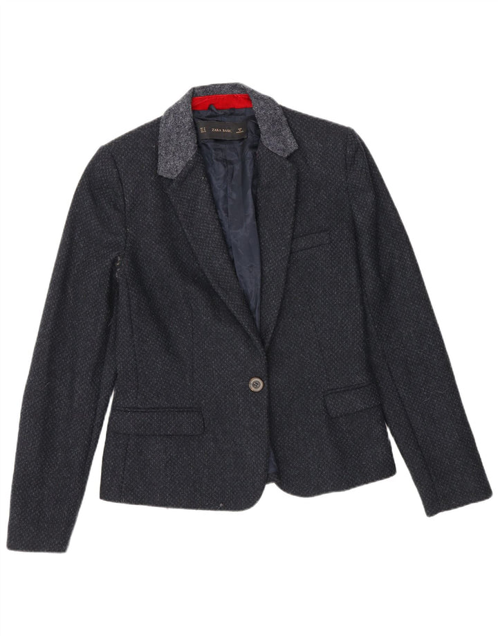 Zara Chaqueta Blazer De 1 Botón para Mujer UK 42 Azul Marino Mediano