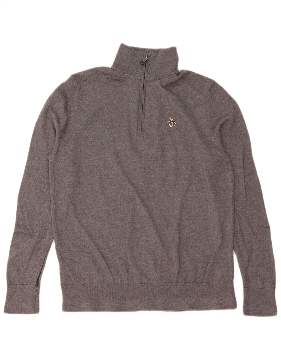 TED BAKER Suéter tipo jersey con cuello y cremallera para hombre talla 6 2XL Lana gris