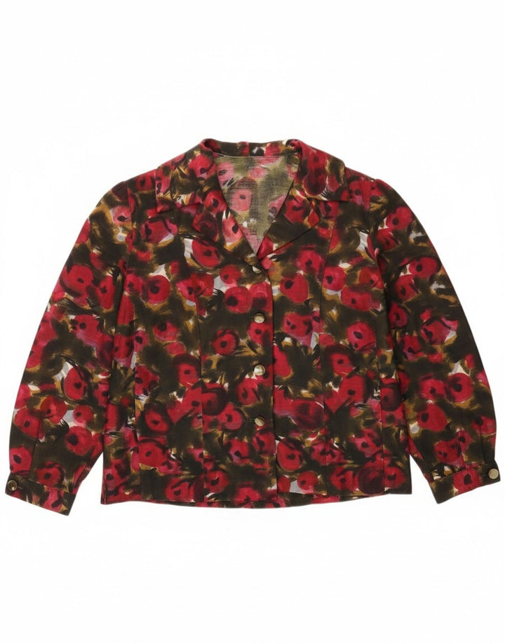 Vintage mujer camisa blusa Reino Unido 16 grande multicolor floral