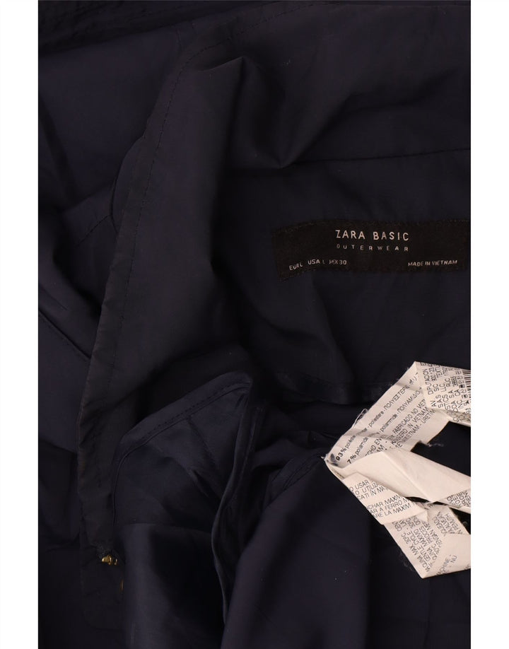 Zara Chaqueta Bomber Con Capucha Para Mujer UK 46 Grande Poliéster Azul Marino