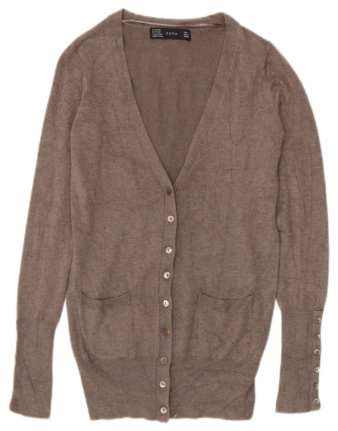 ZARA Suéter Cárdigan Mujer UK 10 Small Rayón Gris