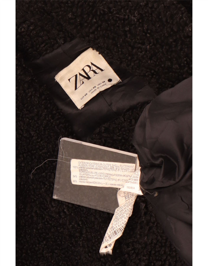 Zara Abrigo extragrande de forro polar para mujer UK 6 XS Poliéster negro