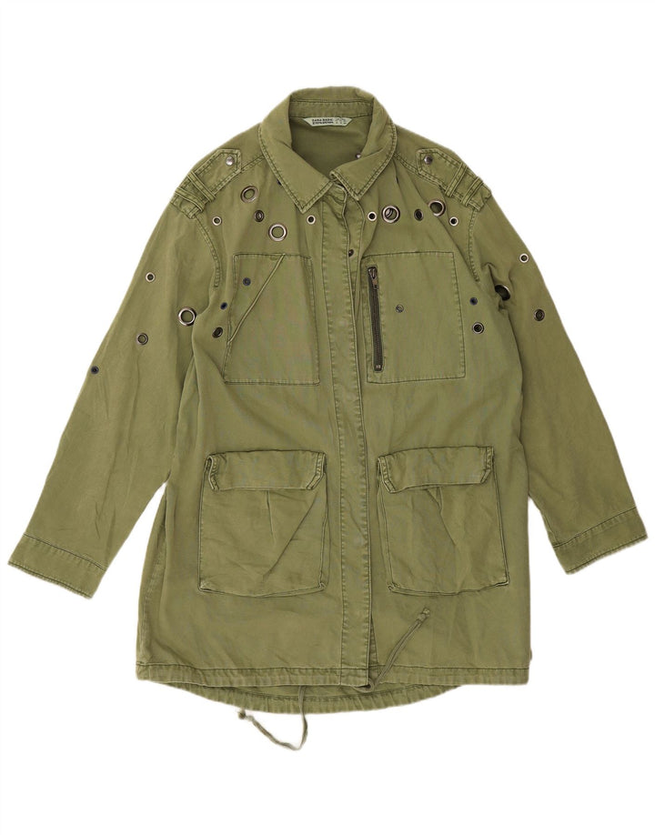 Zara Mujer Chaqueta Utilitaria Militar De Gran Tamaño UK 14 Medium Khaki