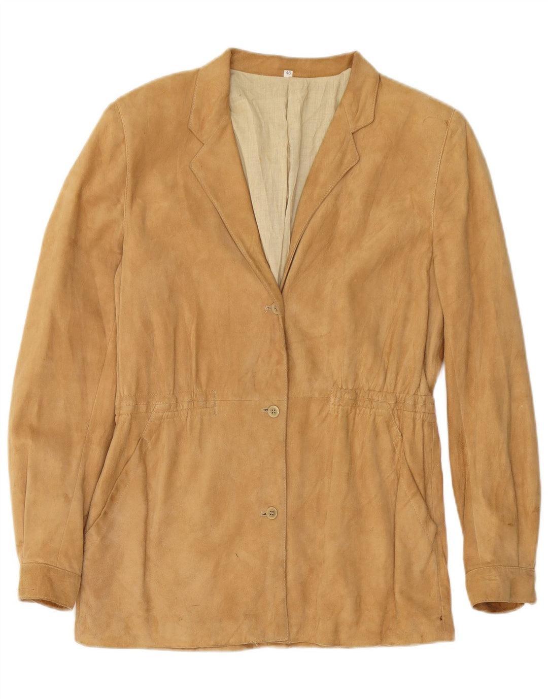 Chaqueta de ante vintage para mujer IT 46 cuero beige grande