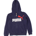 PUMA Boys Graphic Zip Hoodie Sweater 9-10 Years Medium Navy Blue Vintage Puma and Second-Hand Puma from Messina Hembry 