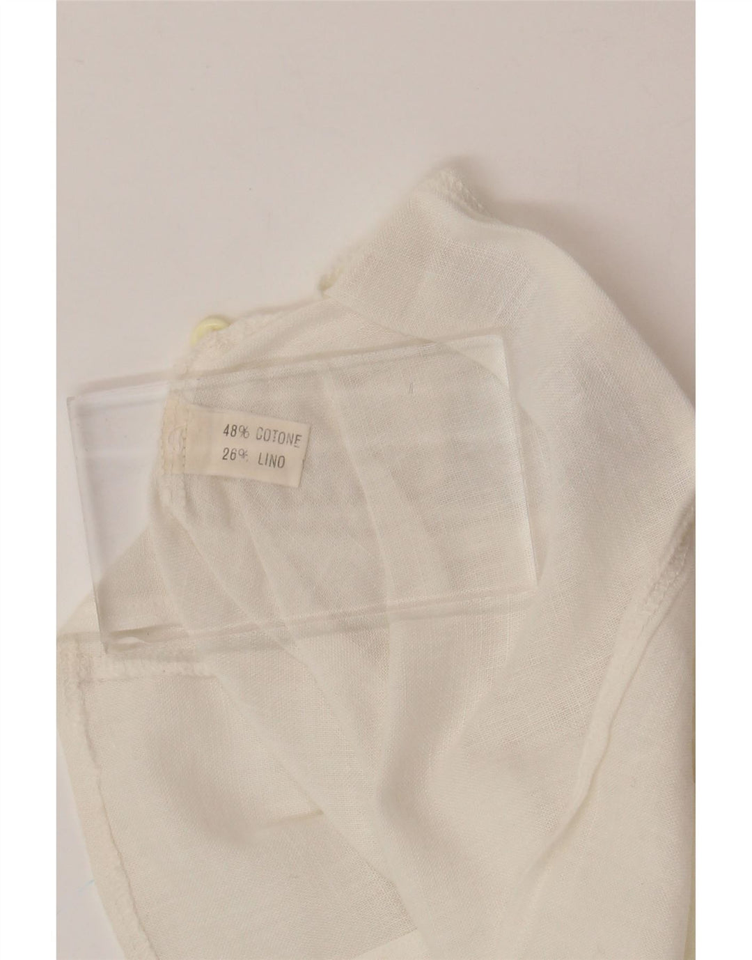 VINTAGE Blusa camisa de manga corta para mujer Reino Unido 12 Algodón blanco medio