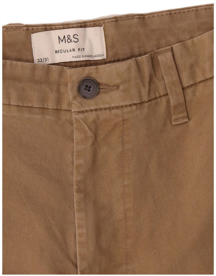 Marks & Spencer Pantalones chinos rectos de corte regular para hombre W32 L31 Marrón