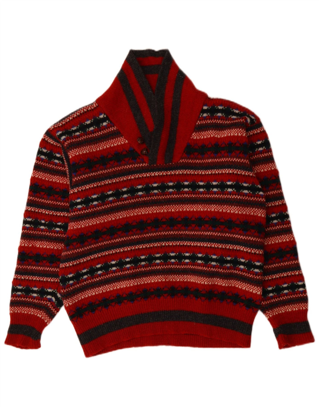 PRINCIPLES Suéter tipo jersey con cuello chal para mujer UK 14 Medium Red Fair Isle